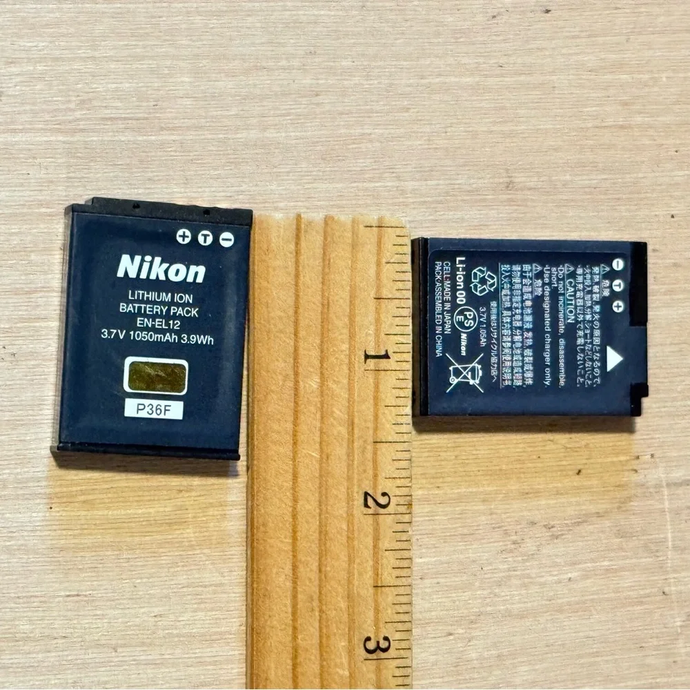 2-Nikon OEM EN-EL12 1050mAh Li-Ion Battery Used Tested Good w/Charge Read Info!